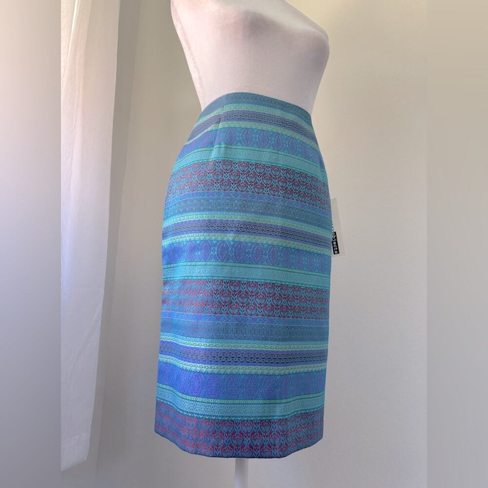 NWT Vintage Y2K Necessary Objects Blue Stripe Knee Length Pencil Skirt